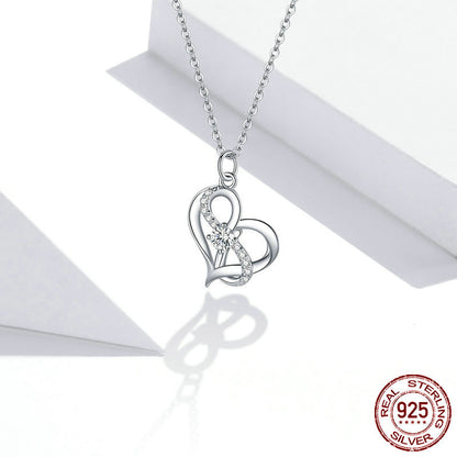 Zilveren S925 halsketting voor dames met hartvormige hanger