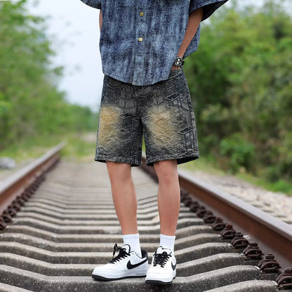 Make vintage American jacquard five quarter summer thin shorts