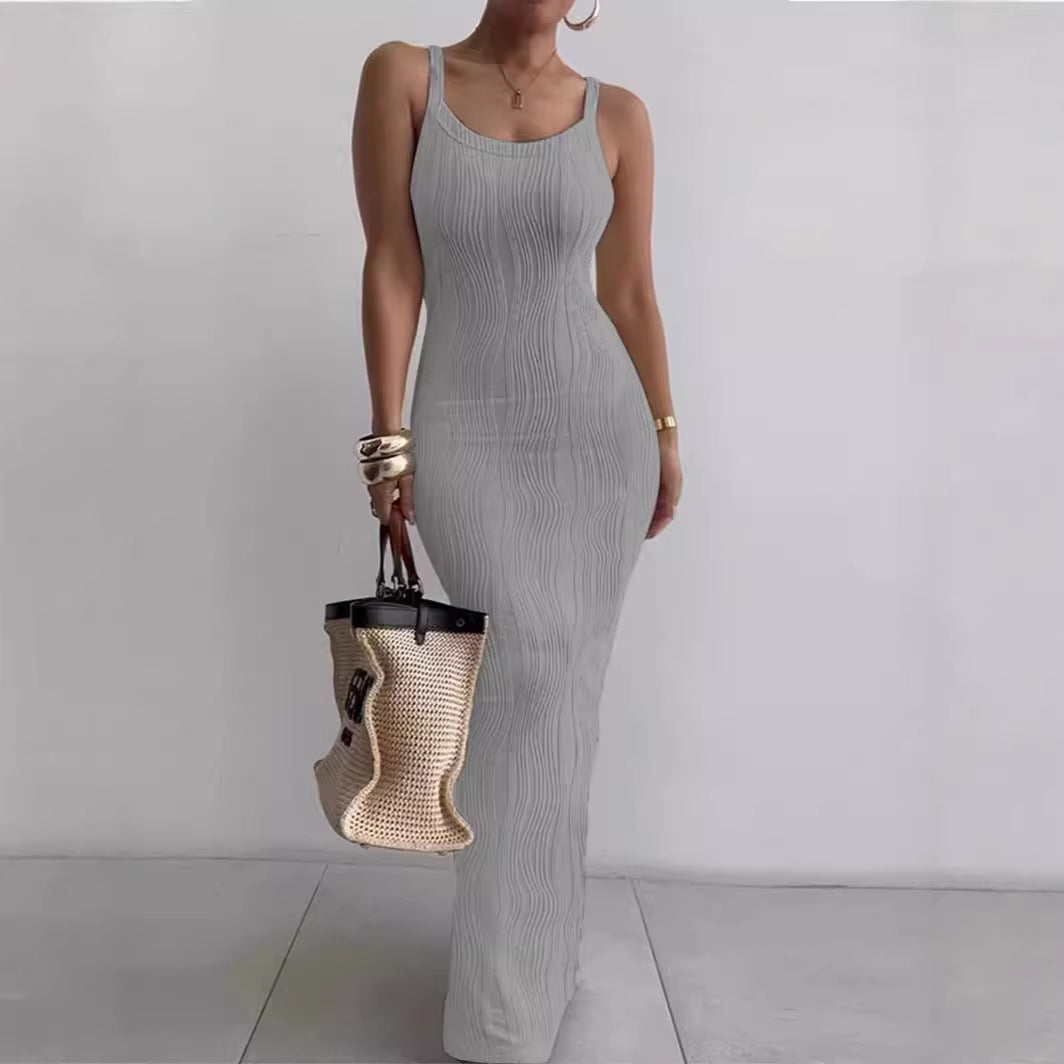 Summer Women's Fitted Sleeveless Elegant Long Dress Bodycon Dress