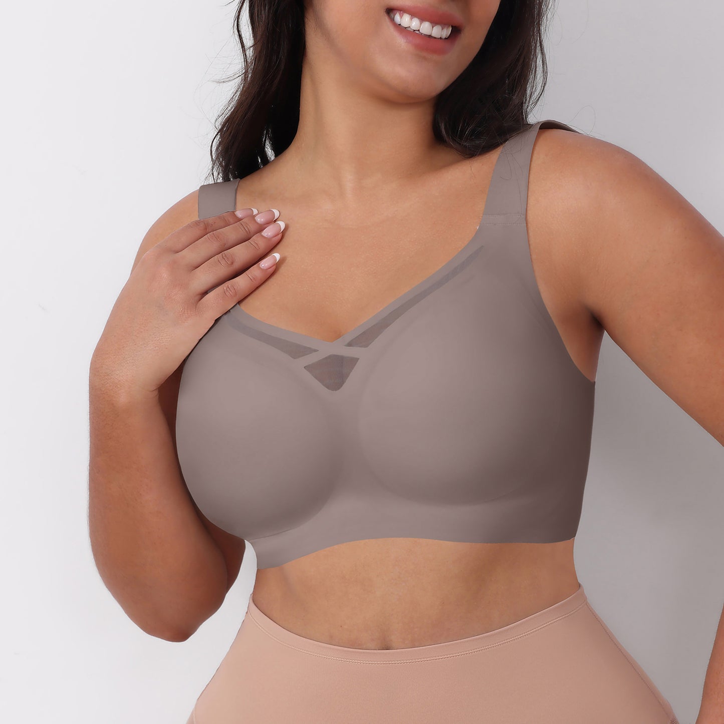 Plus Size Women's Bra with Large Cup Gathered, Breathable Mesh Customization