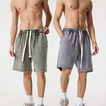 Mens Washed Cotton Wide Leg Shorts