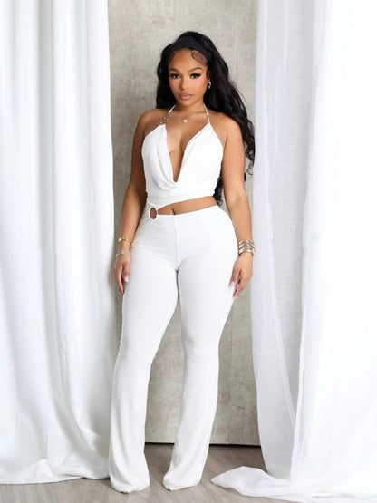 Women's Halter Neck Hollow-Out Jumpsuit