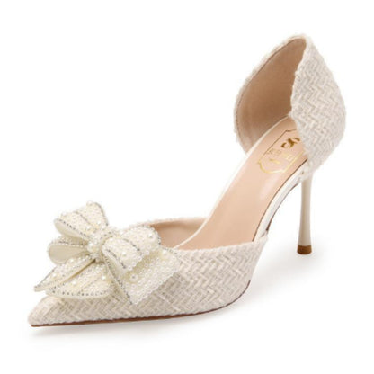 Women's Bow Rhinestone Stiletto Heel Sandals