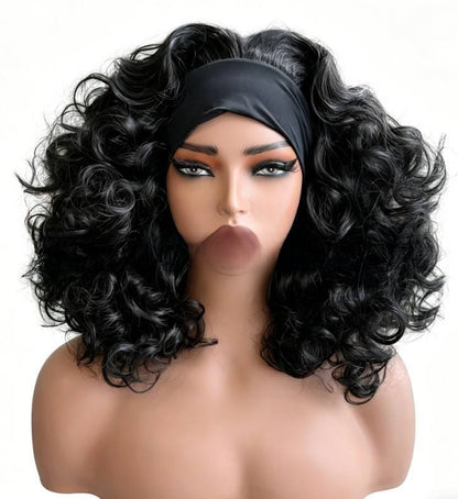 Elastic Headband Wig with Wavy Curls