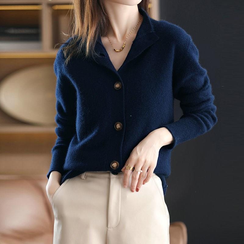 Women's Knit Sweater ? New Autumn/Winter Vintage-Style Cardigan, Relaxed-Fit Outerwear
