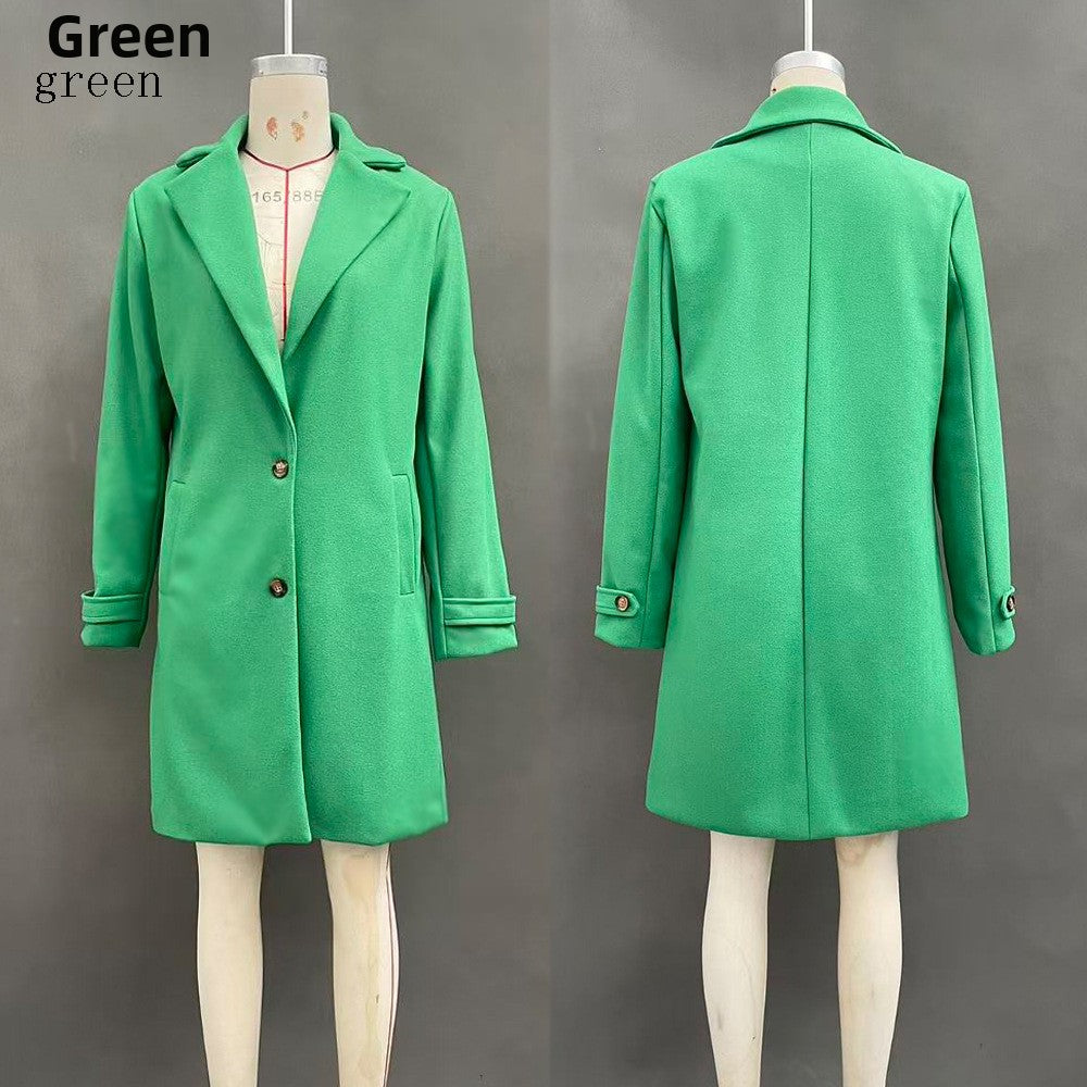 Retro Plaid Mid-Length Lapel Coat for Women