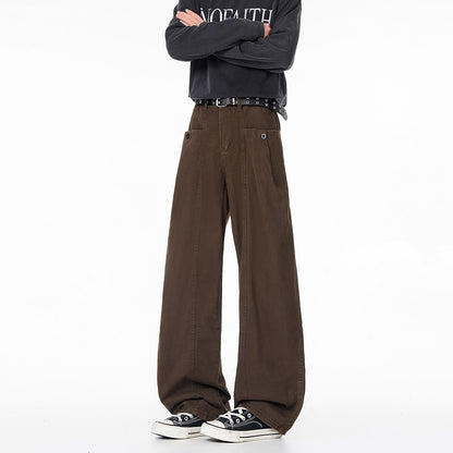 Retro Brown Patchwork Flared Cotton Pants