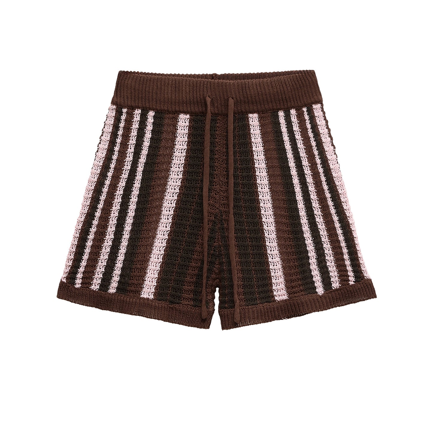 Gestreept gebreide topje + gebreide shorts voor dames