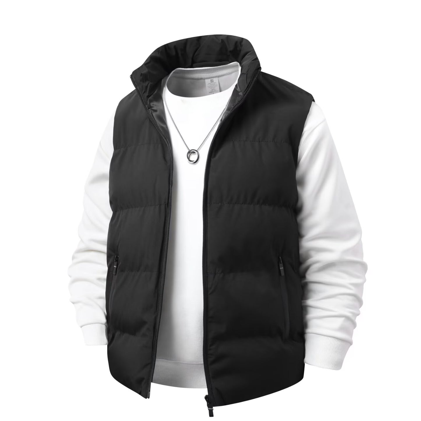 Style Simple Solid Color Fleece-Lined Warm Loose Fit Men's Vest