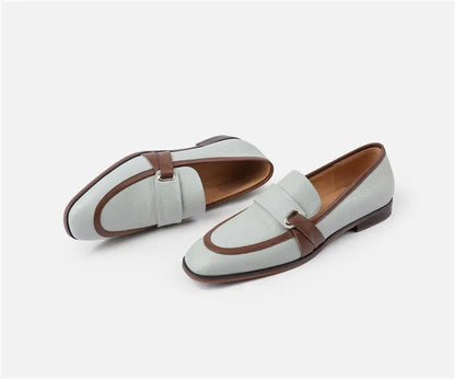 Echt Lederen Damesschoenen Retro Instappers in Gemengde Kleuren