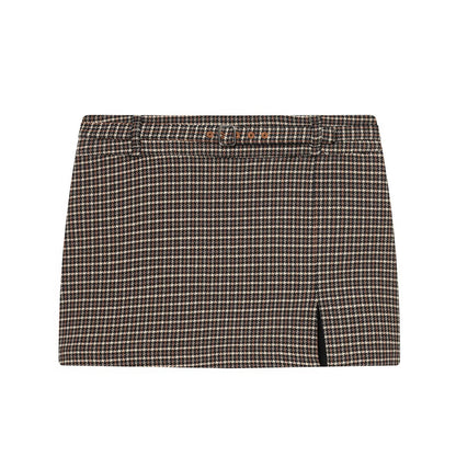 Tweedelige set pied-de-pouleprint jasje + broekrok met tailleband