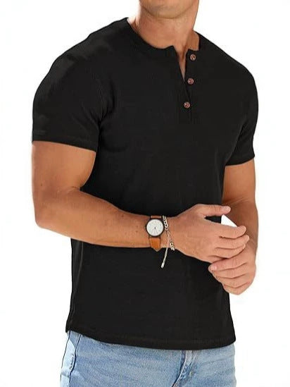 Heren Henley-hals T-shirt met korte mouwen