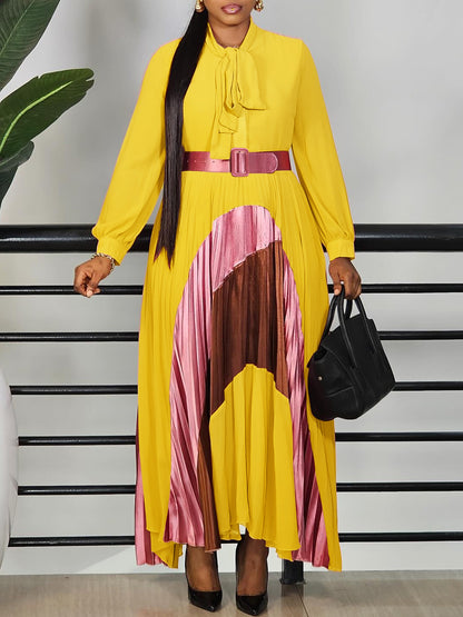 Elegant Pleated Dress with Belt