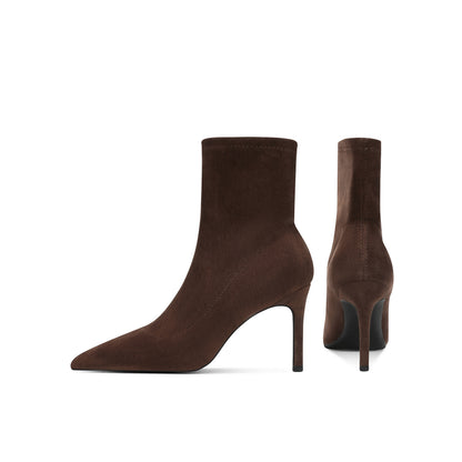 Fleece Lined Stretch Boots with Stiletto Heel