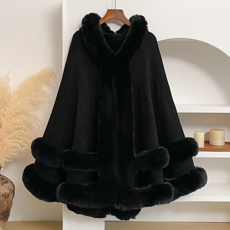 Cashmere knitted cardigan shawl cape coat