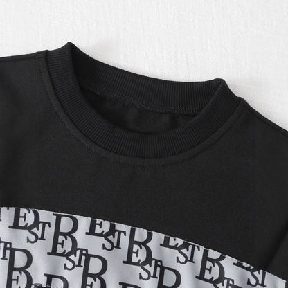 Kids' Letter Print Hoodie Set for Boys, Long Sleeve and Pants