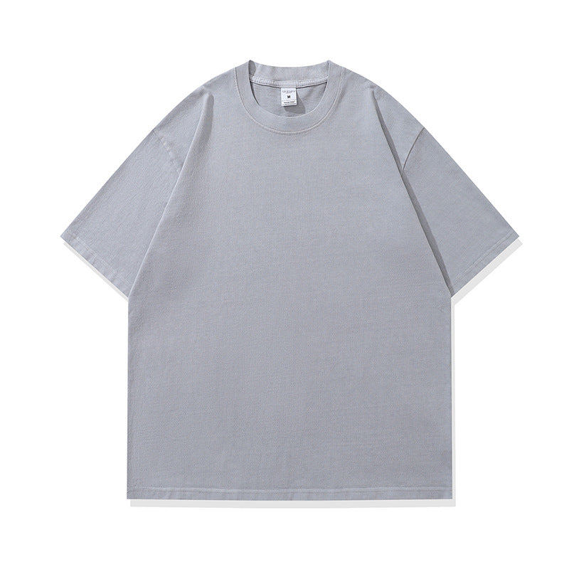 Men's Fashionable American Street Style Loose Drop Shoulder Pure Cotton Short Sleeve T-Shirt with Print Customization