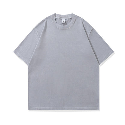 Men's Fashionable American Street Style Loose Drop Shoulder Pure Cotton Short Sleeve T-Shirt with Print Customization