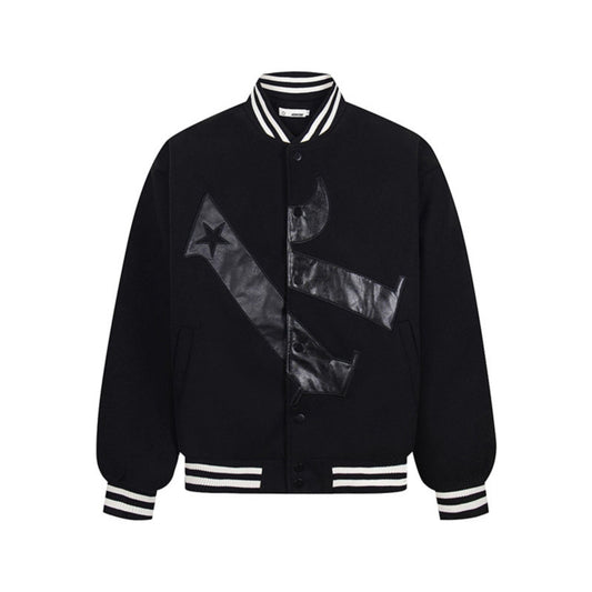 Jacket met borduursels en leren details unisex