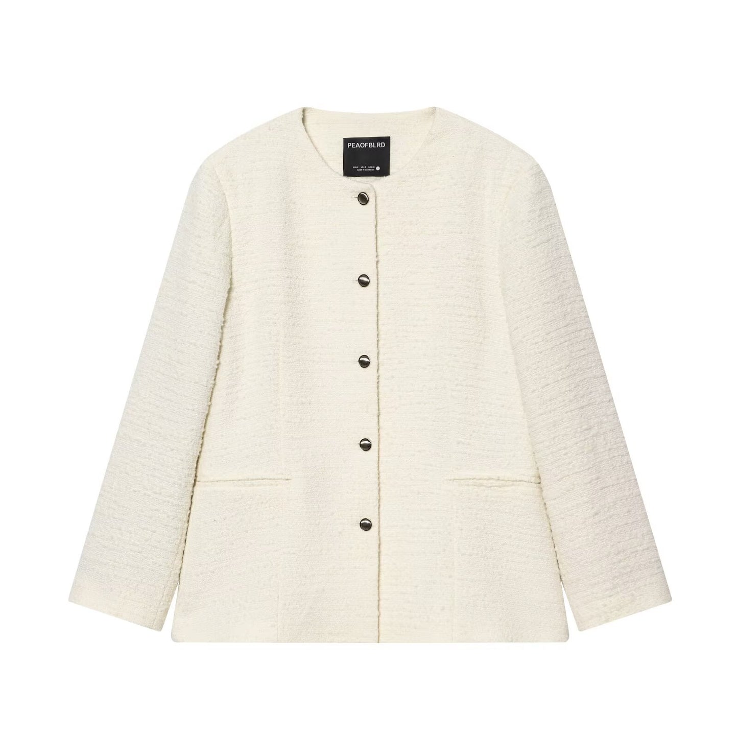 Elegant jasje met ronde hals en textuur