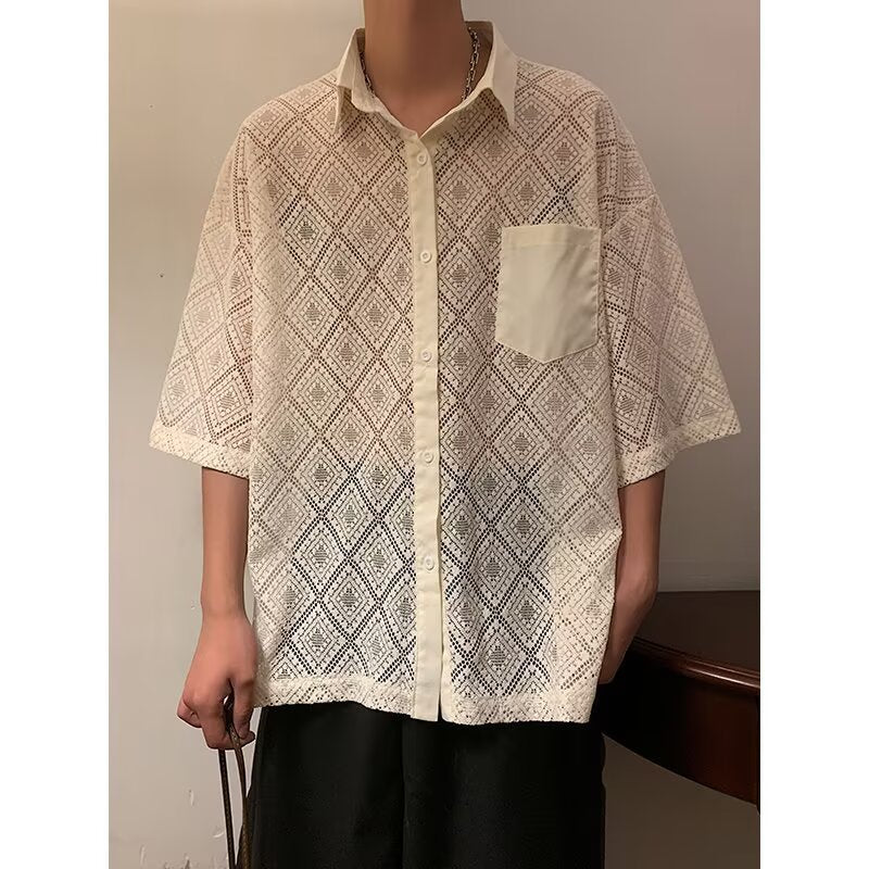 Short sleeved shirt men's summer loose and versatile casual top