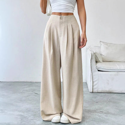 Losse dames pantalon met rechte pijpen