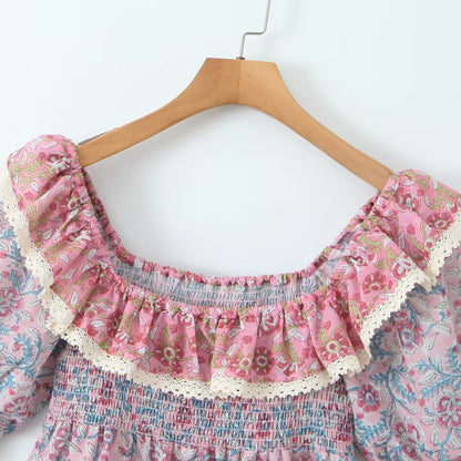 Gebloemde mini-jurk met ruches in casual stijl