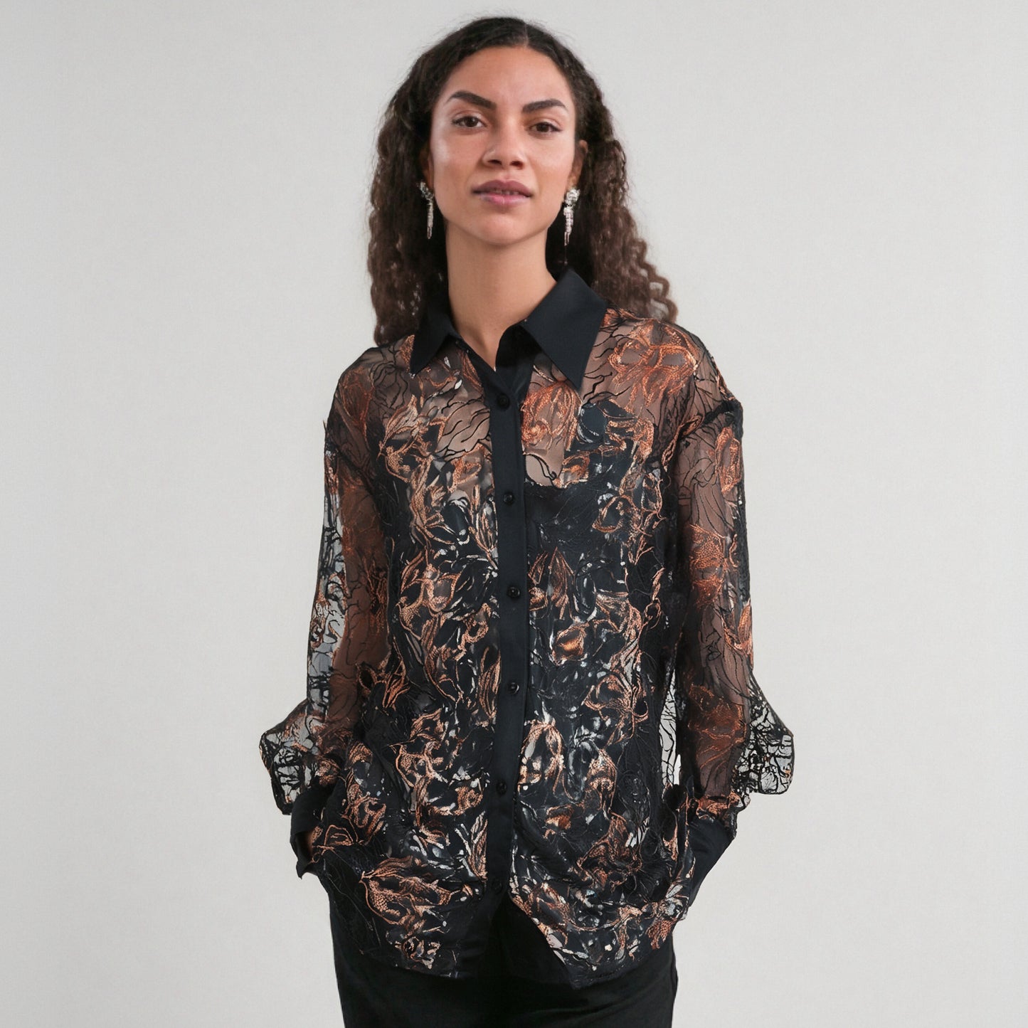 Shirt women's single breasted loose black sunscreen shirt for spring and summer new styles