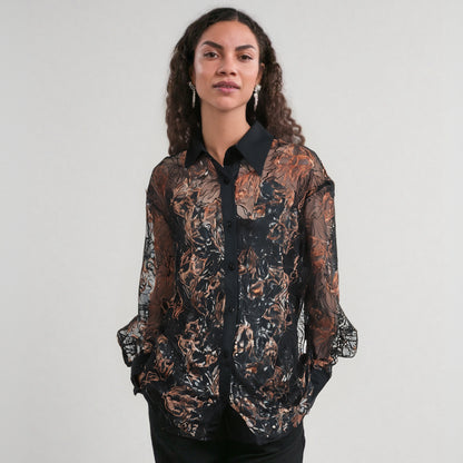 Shirt women's single breasted loose black sunscreen shirt for spring and summer new styles