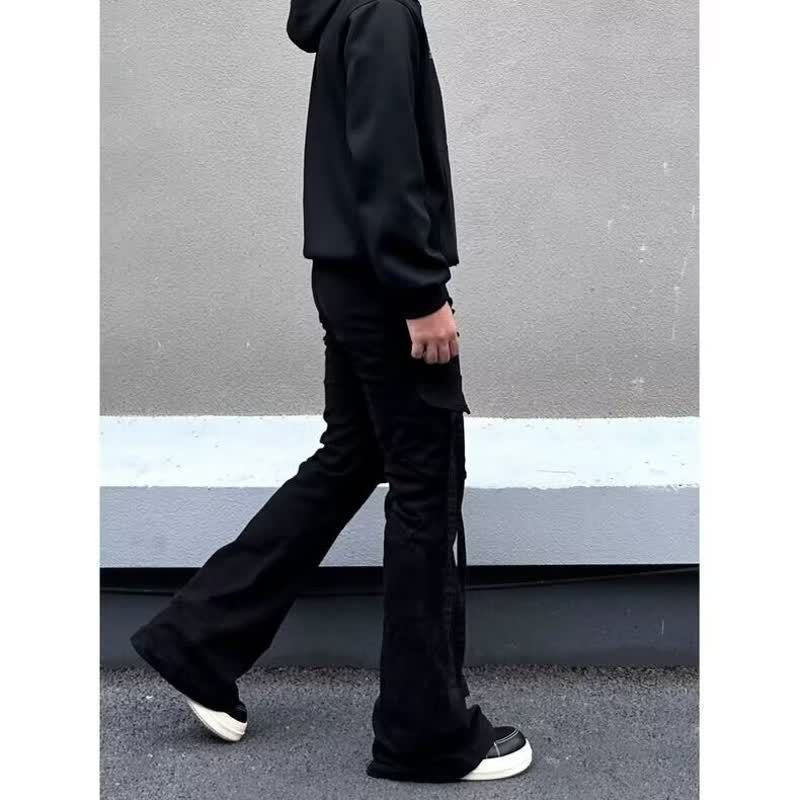 Slimming Couple Casual Long Straight Tapered Jeans with Large Pockets, Men's Denim Pants