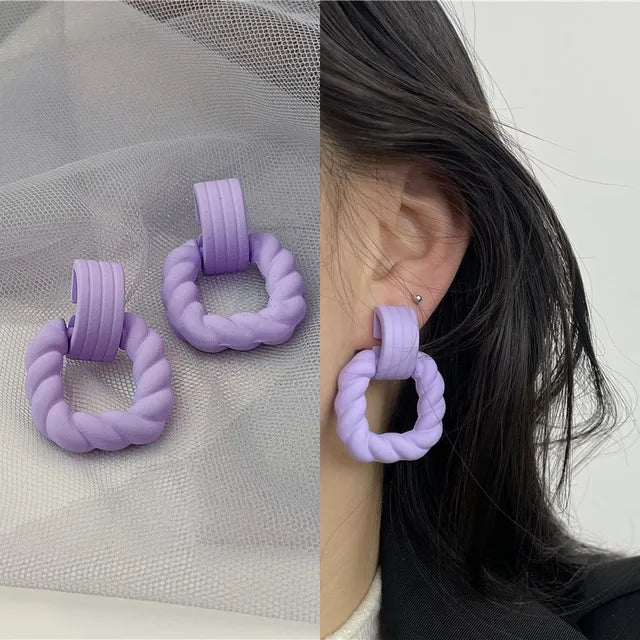 Boho Women's Acrylic Hoop Earrings New Fashion Geometric Twist Dangle Earrings  Trend Female Jewelry Gifts