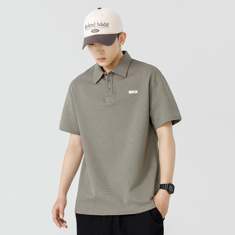 Short sleeved lapel loose T-shirt for men summer