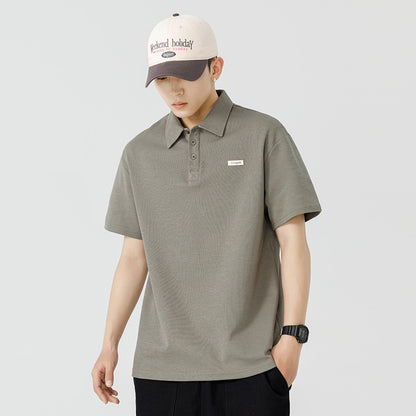 Short sleeved lapel loose T-shirt for men summer
