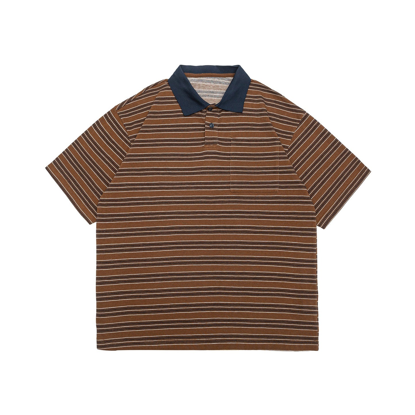 Color blocking striped polo short sleeved shirt