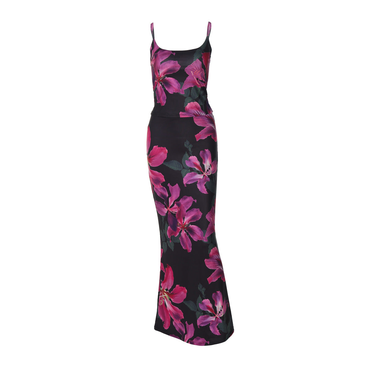 Women's Printed Sexy Mini Strapless Fitted Skirt Set