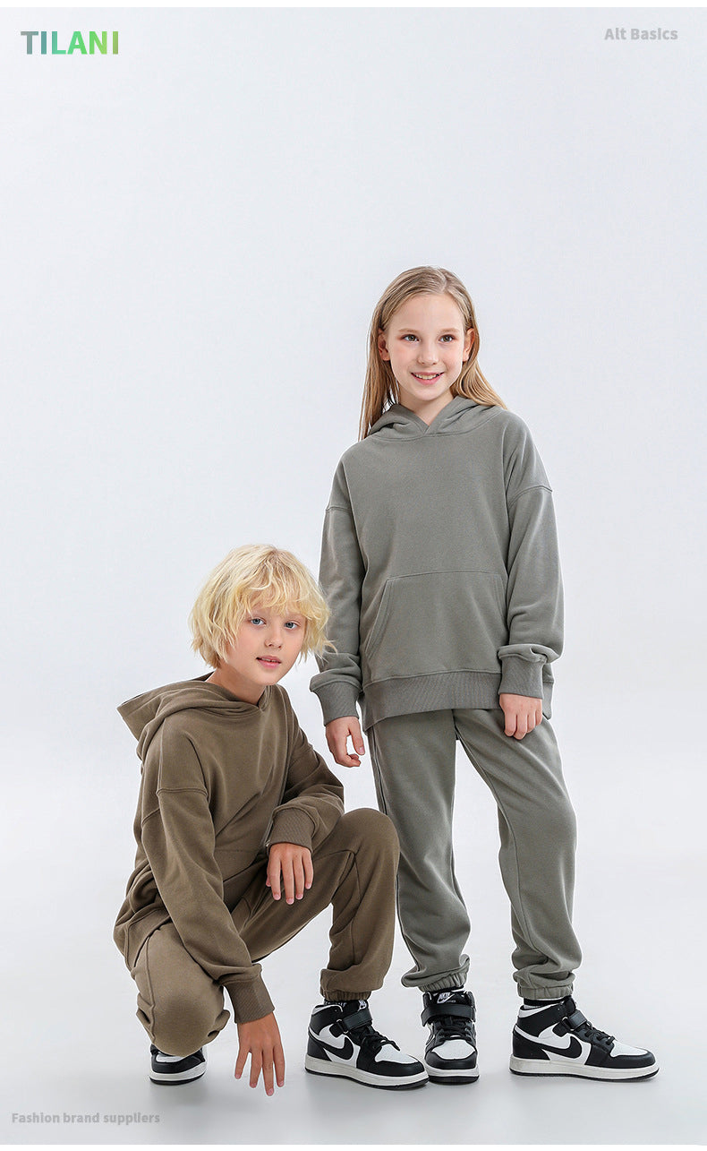 Kinder effen katoenen joggingpak unisex