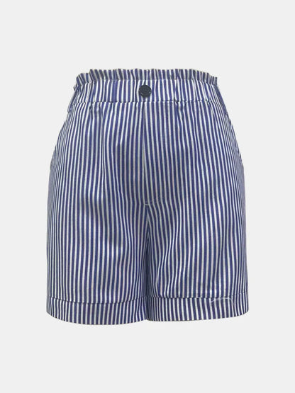 Shorts met hoge taille zakken en strepen