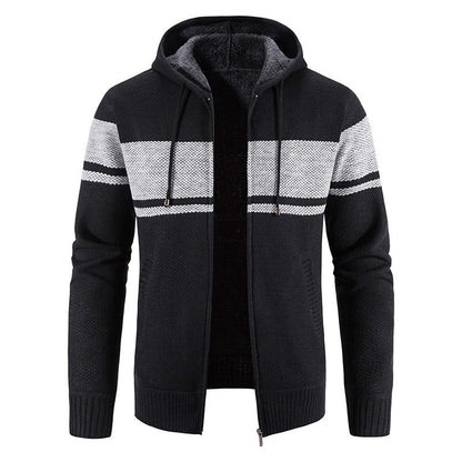 Spring and Autumn Men's Hooded Knitted Cardigan