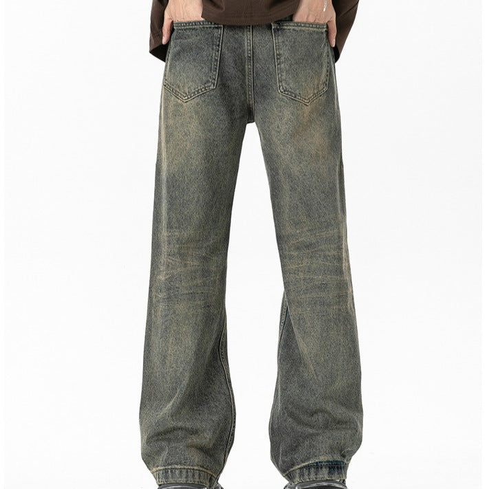 Denim men's summer cleanfit distressed washed micro flared pants