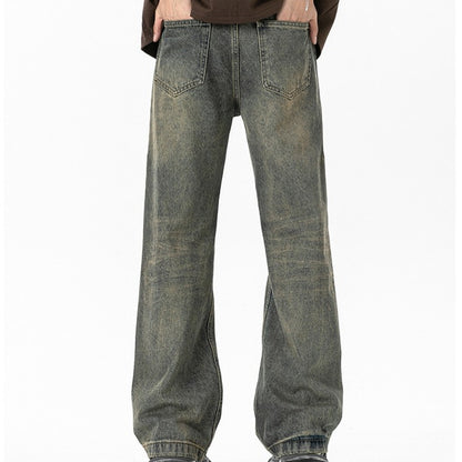 Denim men's summer cleanfit distressed washed micro flared pants