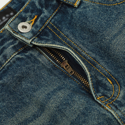 Washed denim pants
