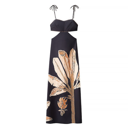 Elegant Waist-Cutout Backless Strap Dress