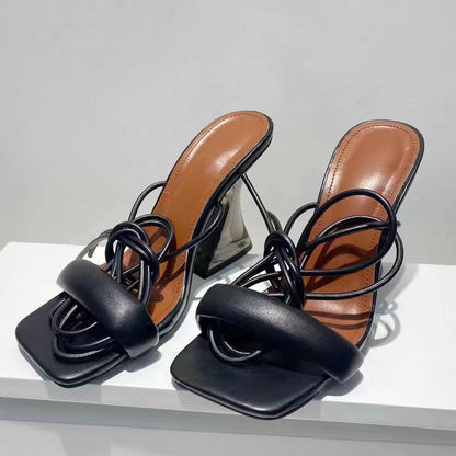 Summer New Plus Size Women's Shoes Roman Style Straps Thick Thick Heel High-Heeled Sandals