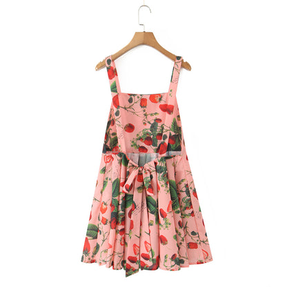 Bubble sleeve shirt suspender dress set