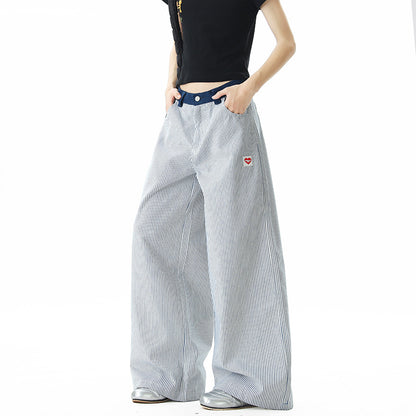 Summer waist joint wide leg loose and versatile floor pants