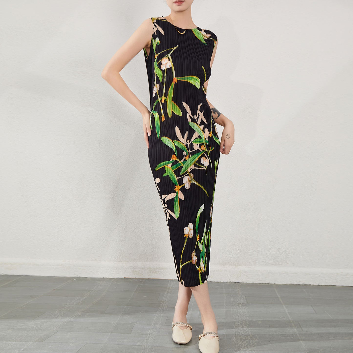 Round neck vest dress sleeveless dress