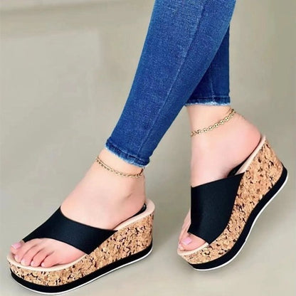 AliExpress independent website for foreign trade thick soled slippers, high heels, sponge cake soles, round toe casual toe cover