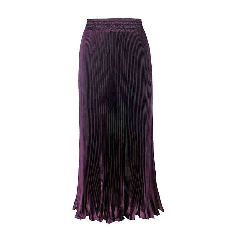 Glossy pleated skirt long accordion skirt long skirt skirt