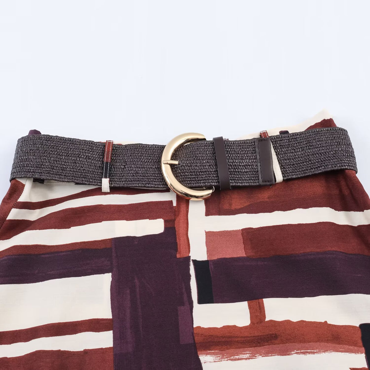 Bedrukte midi-rok met riem voor dames