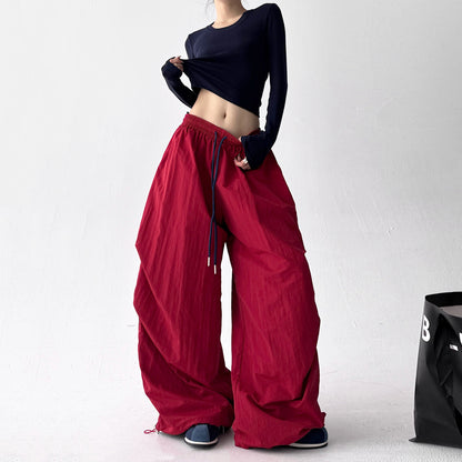 Retro Trendy Casual Pants Sporty Wide Leg Long Trousers